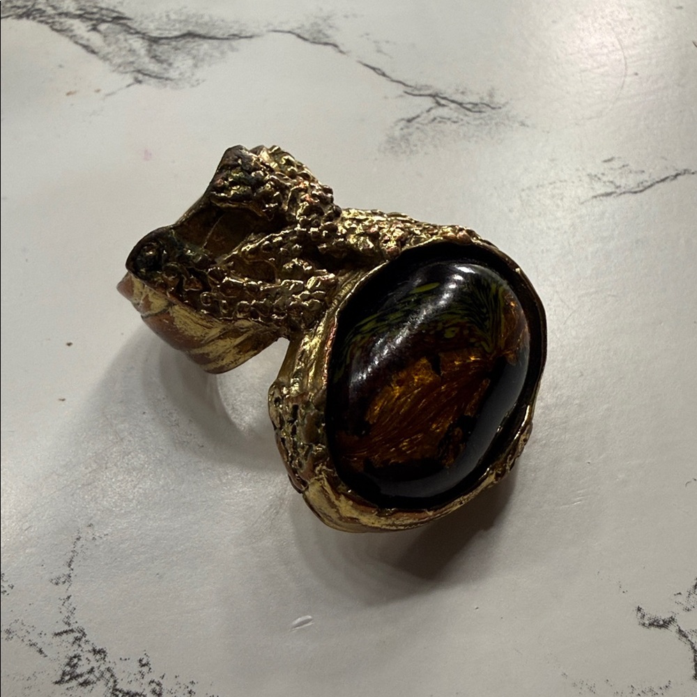 AUTHENTIC Yves Saint Laurent Gold Sculpted Ring